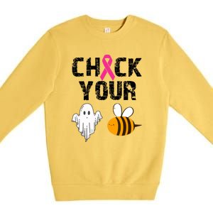 Funny Breast Cancer Check Your Boo Bees Halloween Gift Premium Crewneck Sweatshirt