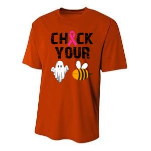 Funny Breast Cancer Check Your Boo Bees Halloween Gift Performance Sprint T-Shirt