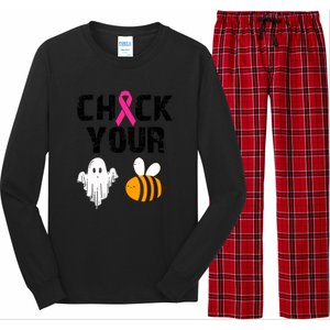 Funny Breast Cancer Check Your Boo Bees Halloween Gift Long Sleeve Pajama Set