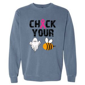 Funny Breast Cancer Check Your Boo Bees Halloween Gift Garment-Dyed Sweatshirt