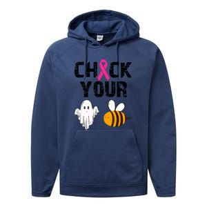 Funny Breast Cancer Check Your Boo Bees Halloween Gift Performance Fleece Hoodie