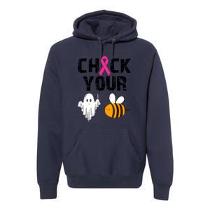 Funny Breast Cancer Check Your Boo Bees Halloween Gift Premium Hoodie