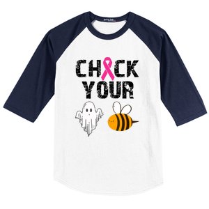 Funny Breast Cancer Check Your Boo Bees Halloween Gift Baseball Sleeve Shirt