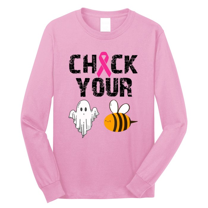 Funny Breast Cancer Check Your Boo Bees Halloween Gift Long Sleeve Shirt