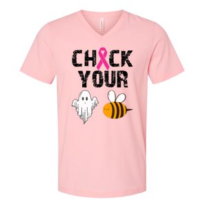 Funny Breast Cancer Check Your Boo Bees Halloween Gift V-Neck T-Shirt