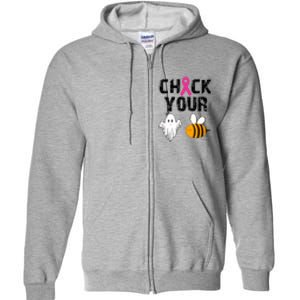 Funny Breast Cancer Check Your Boo Bees Halloween Gift Full Zip Hoodie