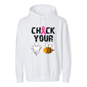 Funny Breast Cancer Check Your Boo Bees Halloween Gift Garment-Dyed Fleece Hoodie