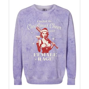 Fueled By Christmas Cheer And Female Rage Funny Liberal Colorblast Crewneck Sweatshirt