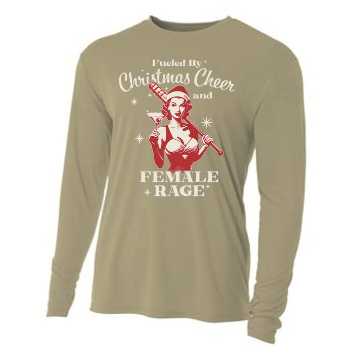 Fueled By Christmas Cheer And Female Rage Funny Liberal Cooling Performance Long Sleeve Crew