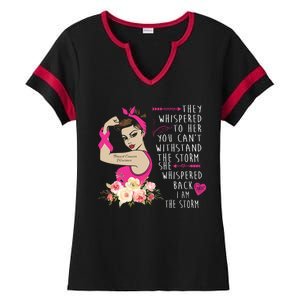 Fight Breast Cancer Quote Messy Bun Ladies Halftime Notch Neck Tee