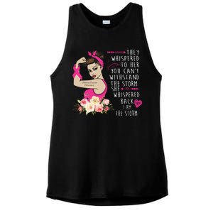 Fight Breast Cancer Quote Messy Bun Ladies PosiCharge Tri-Blend Wicking Tank