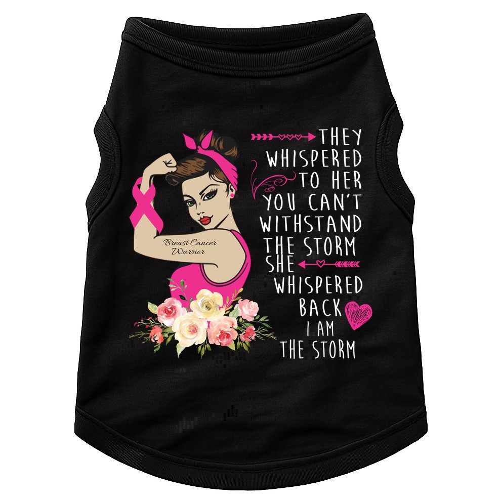 Fight Breast Cancer Quote Messy Bun Doggie Tank