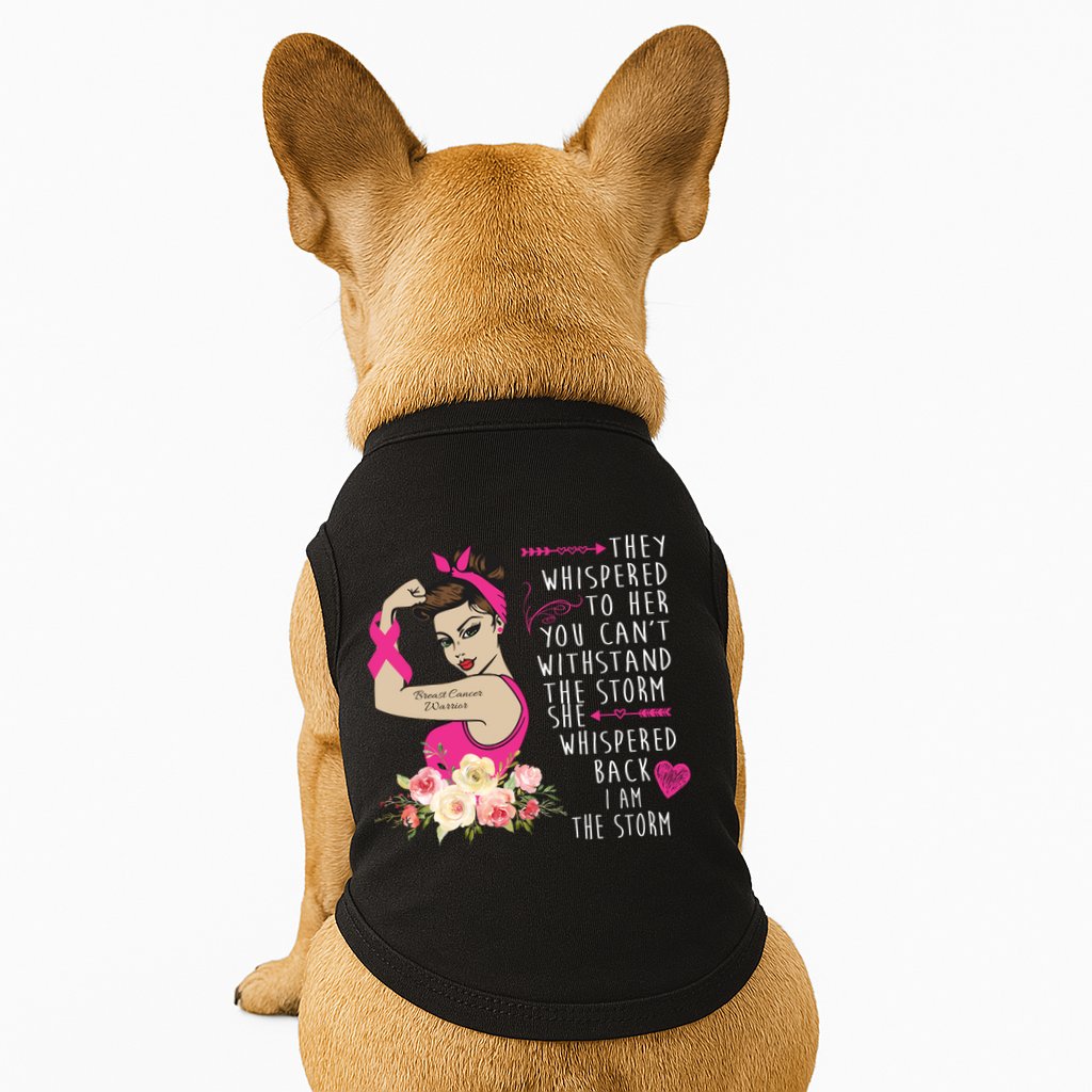 Fight Breast Cancer Quote Messy Bun Doggie Tank