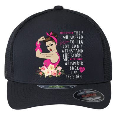 Fight Breast Cancer Quote Messy Bun Flexfit Unipanel Trucker Cap