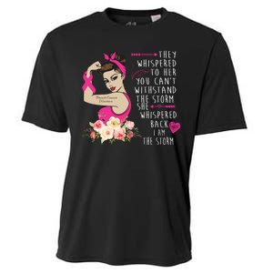 Fight Breast Cancer Quote Messy Bun Cooling Performance Crew T-Shirt