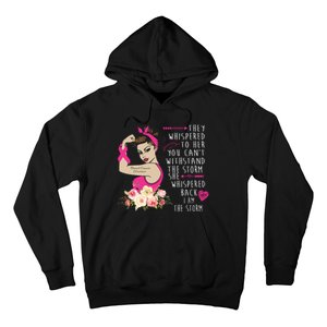 Fight Breast Cancer Quote Messy Bun Hoodie