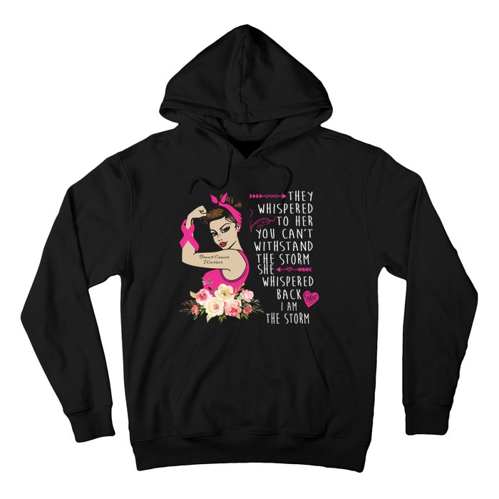 Fight Breast Cancer Quote Messy Bun Hoodie