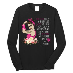 Fight Breast Cancer Quote Messy Bun Long Sleeve Shirt