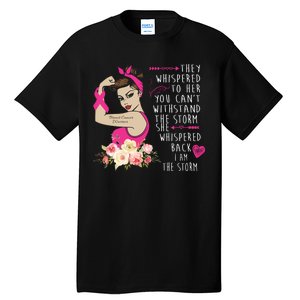 Fight Breast Cancer Quote Messy Bun Tall T-Shirt