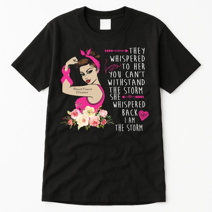 Fight Breast Cancer Quote Messy Bun Tall T-Shirt