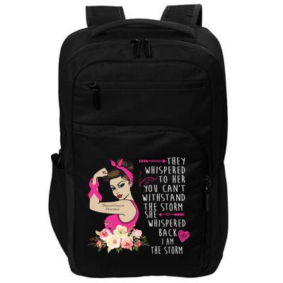 Fight Breast Cancer Quote Messy Bun Impact Tech Backpack