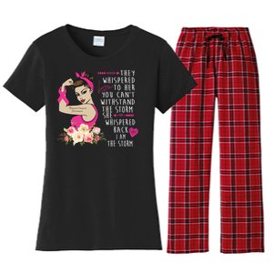 Fight Breast Cancer Quote Messy Bun Women's Flannel Pajama Set