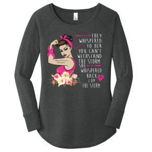 Fight Breast Cancer Quote Messy Bun Women's Perfect Tri Tunic Long Sleeve Shirt