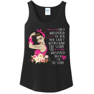 Fight Breast Cancer Quote Messy Bun Ladies Essential Tank