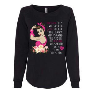 Fight Breast Cancer Quote Messy Bun Womens California Wash Sweatshirt