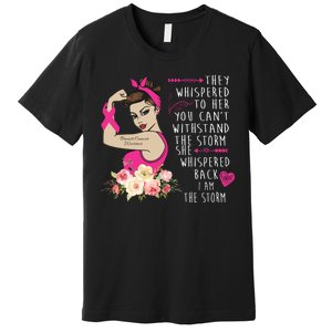 Fight Breast Cancer Quote Messy Bun Premium T-Shirt