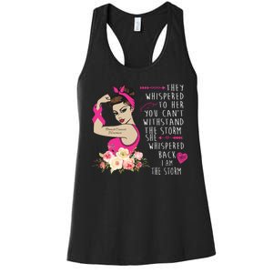 Fight Breast Cancer Quote Messy Bun Women's Racerback Tank