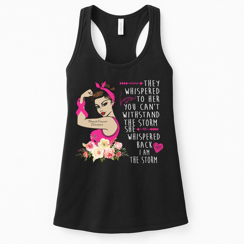 Fight Breast Cancer Quote Messy Bun Womens Tank Top