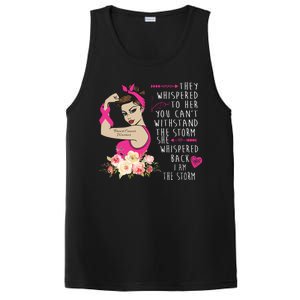 Fight Breast Cancer Quote Messy Bun PosiCharge Competitor Tank