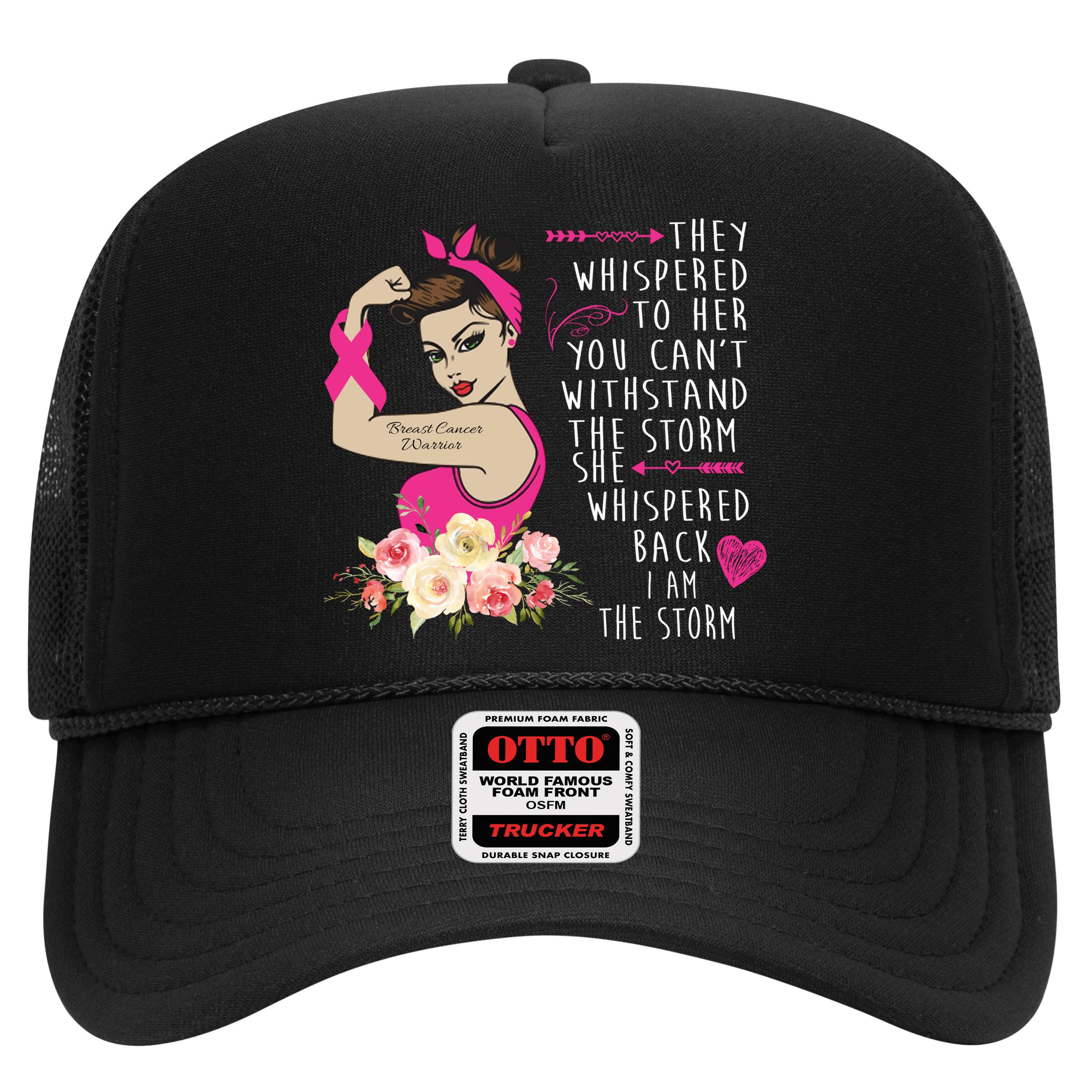 Fight Breast Cancer Quote Messy Bun Hat