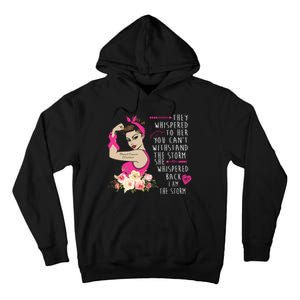 Fight Breast Cancer Quote Messy Bun Tall Hoodie