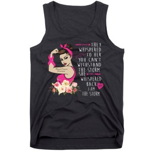 Fight Breast Cancer Quote Messy Bun Tank Top