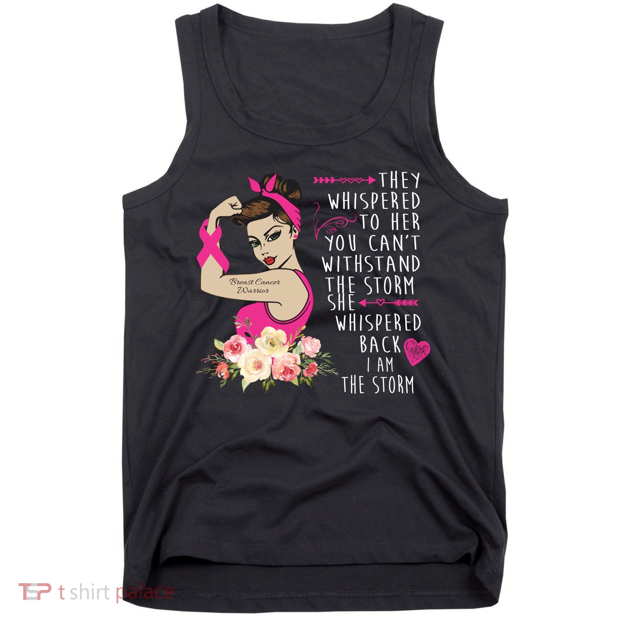 Fight Breast Cancer Quote Messy Bun Tank Top