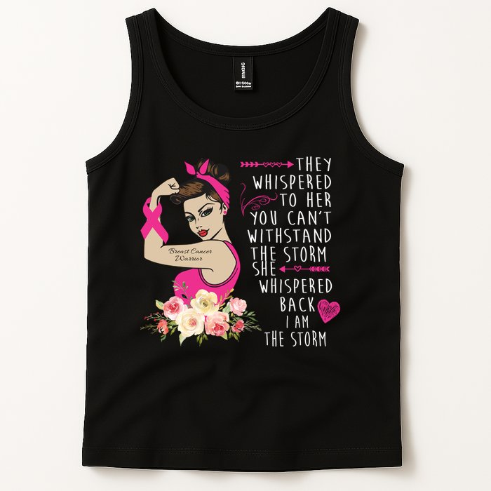 Fight Breast Cancer Quote Messy Bun Tank Top