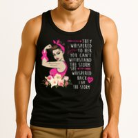 Fight Breast Cancer Quote Messy Bun Tank Top