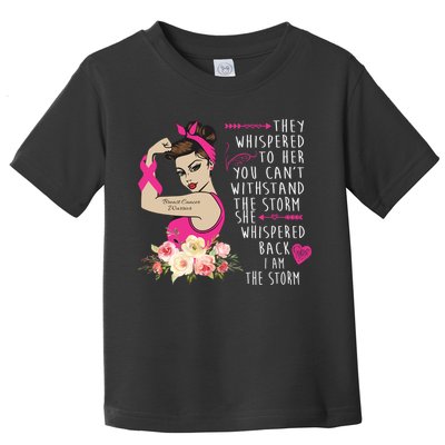 Fight Breast Cancer Quote Messy Bun Toddler T-Shirt