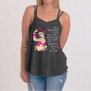 Fight Breast Cancer Quote Messy Bun Women's Strappy Tank