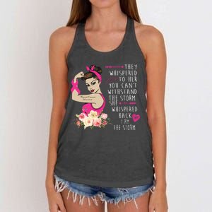 Fight Breast Cancer Quote Messy Bun Women's Knotted Racerback Tank