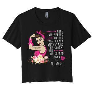 Fight Breast Cancer Quote Messy Bun Women's Crop Top Tee