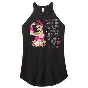 Fight Breast Cancer Quote Messy Bun Women's Perfect Tri Rocker Tank