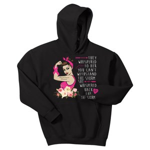 Fight Breast Cancer Quote Messy Bun Kids Hoodie