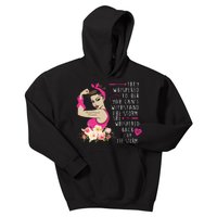 Fight Breast Cancer Quote Messy Bun Kids Hoodie