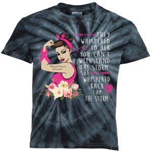 Fight Breast Cancer Quote Messy Bun Kids Tie-Dye T-Shirt