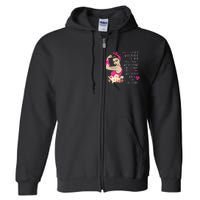 Fight Breast Cancer Quote Messy Bun Full Zip Hoodie