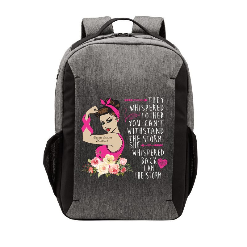 Fight Breast Cancer Quote Messy Bun Vector Backpack