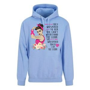 Fight Breast Cancer Quote Messy Bun Unisex Surf Hoodie